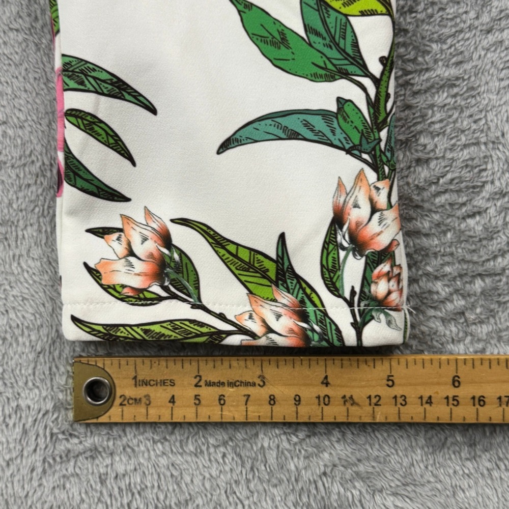 NWT Maia Hemera Made In Italy Floral Print Pants White Multi Color Womens Size M - Picture 6 of 11
